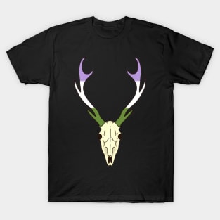 Genderqueer Pride Deer Skull T-Shirt